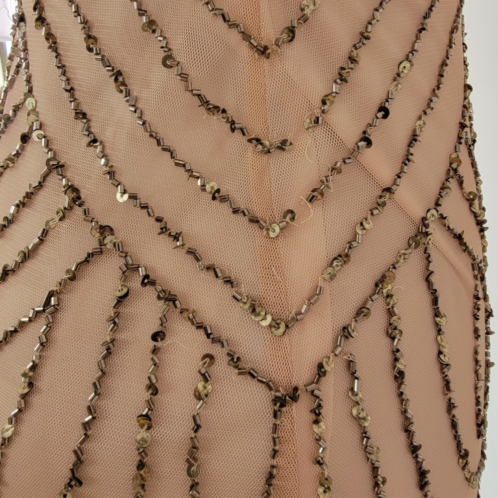 Adrianna Papell light pink beaded spaghetti strap gown - Picture 5 of 8
